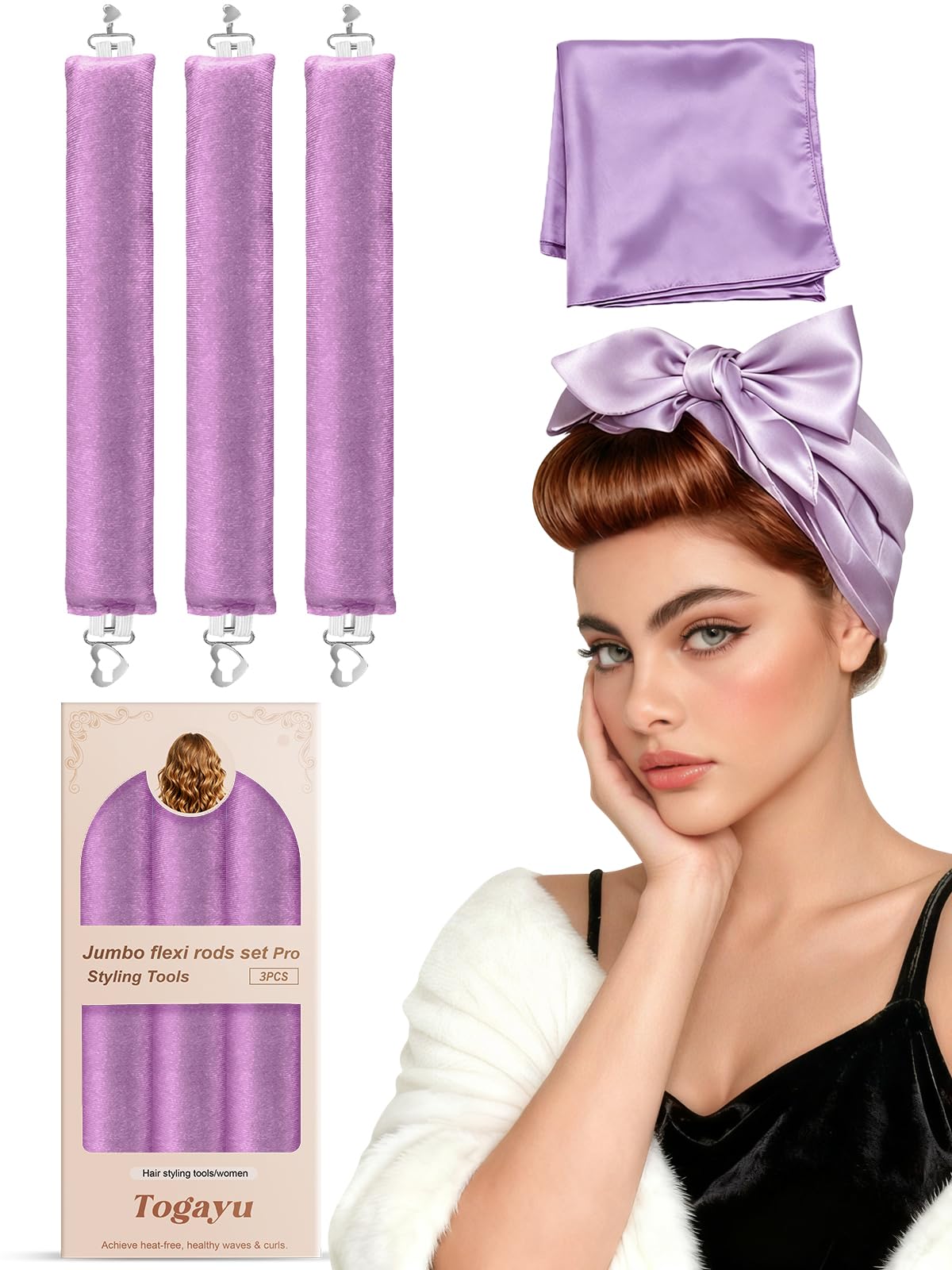 Heatless Curling Rods, Overnight Hair Curlers to Sleep In - No Heat Curls Set with Jumbo Velvet Rollers, Soft Sleep Hair Curler Kit for Medium & Long Hair