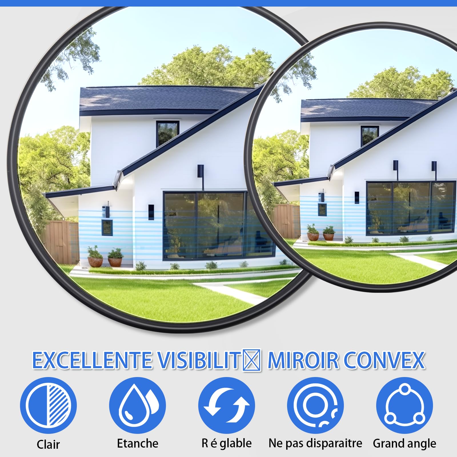 Avec miroir de sécurité convexe mural réglable - miroir de circulation pour la sécurité (1Pcs 14.5cm)