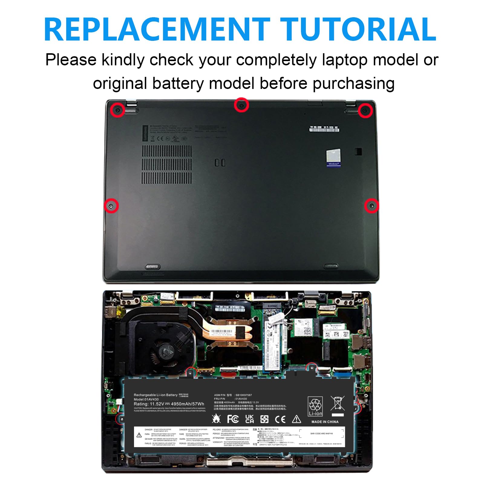Amazon.com: Fancy Buying 01AV430 SB10K97587 Battery Replacement