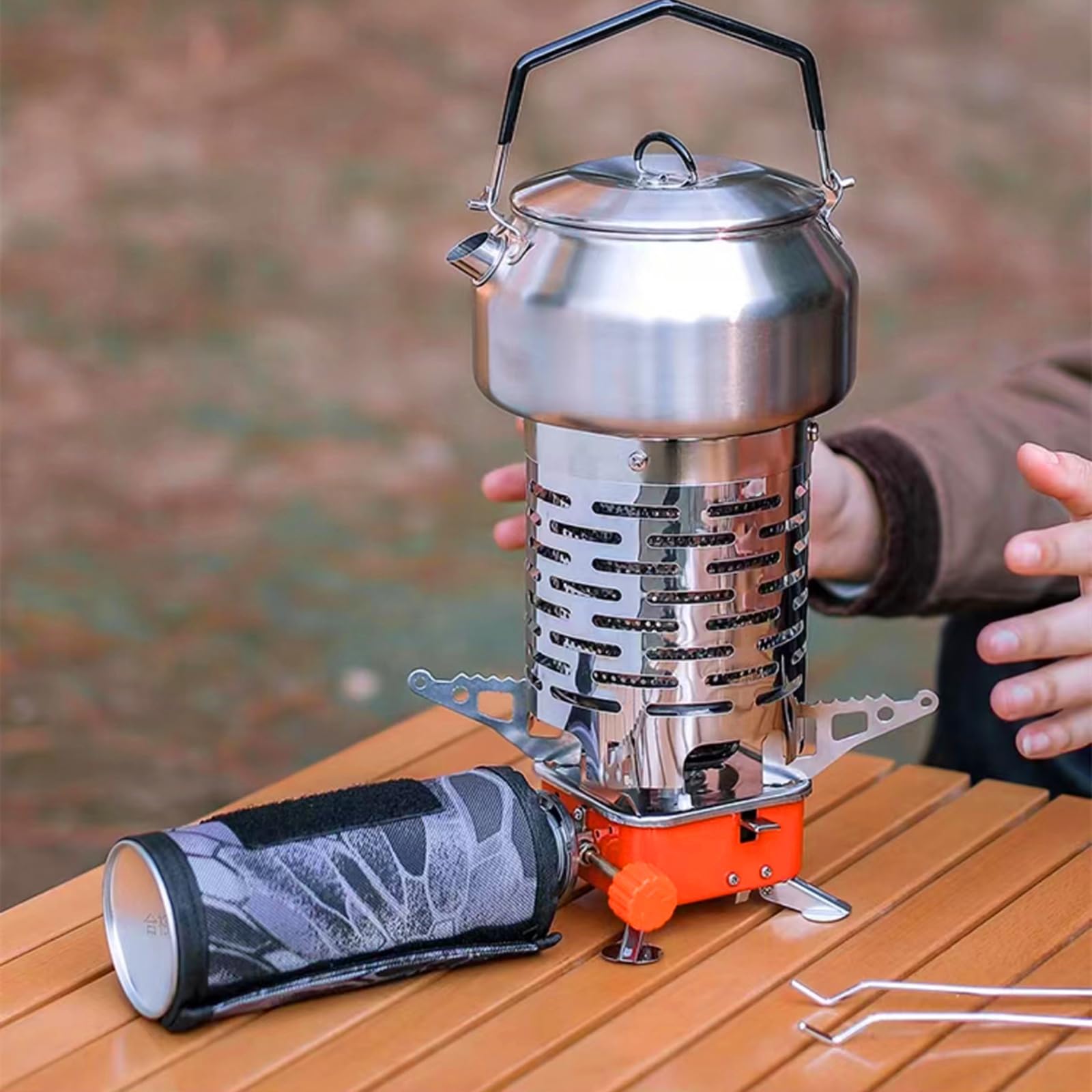 Chauffage de camping mini en acier inoxydable pour tente et réchaud portable