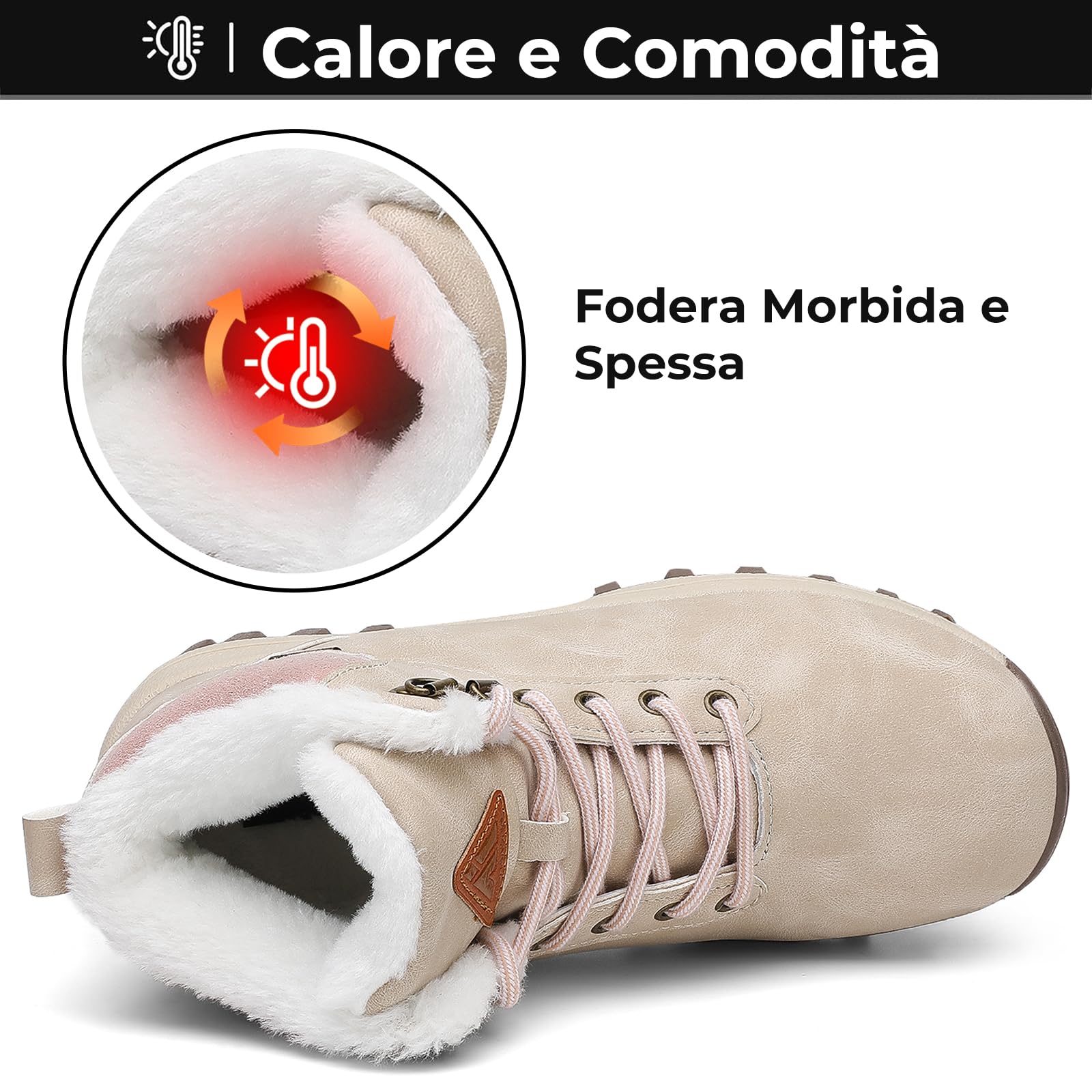 Mishansha Stivali da Neve Uomo Inverno Scarpe Pelliccia Donna Caldi Scarponcini Trekking Imbottiti 36-48