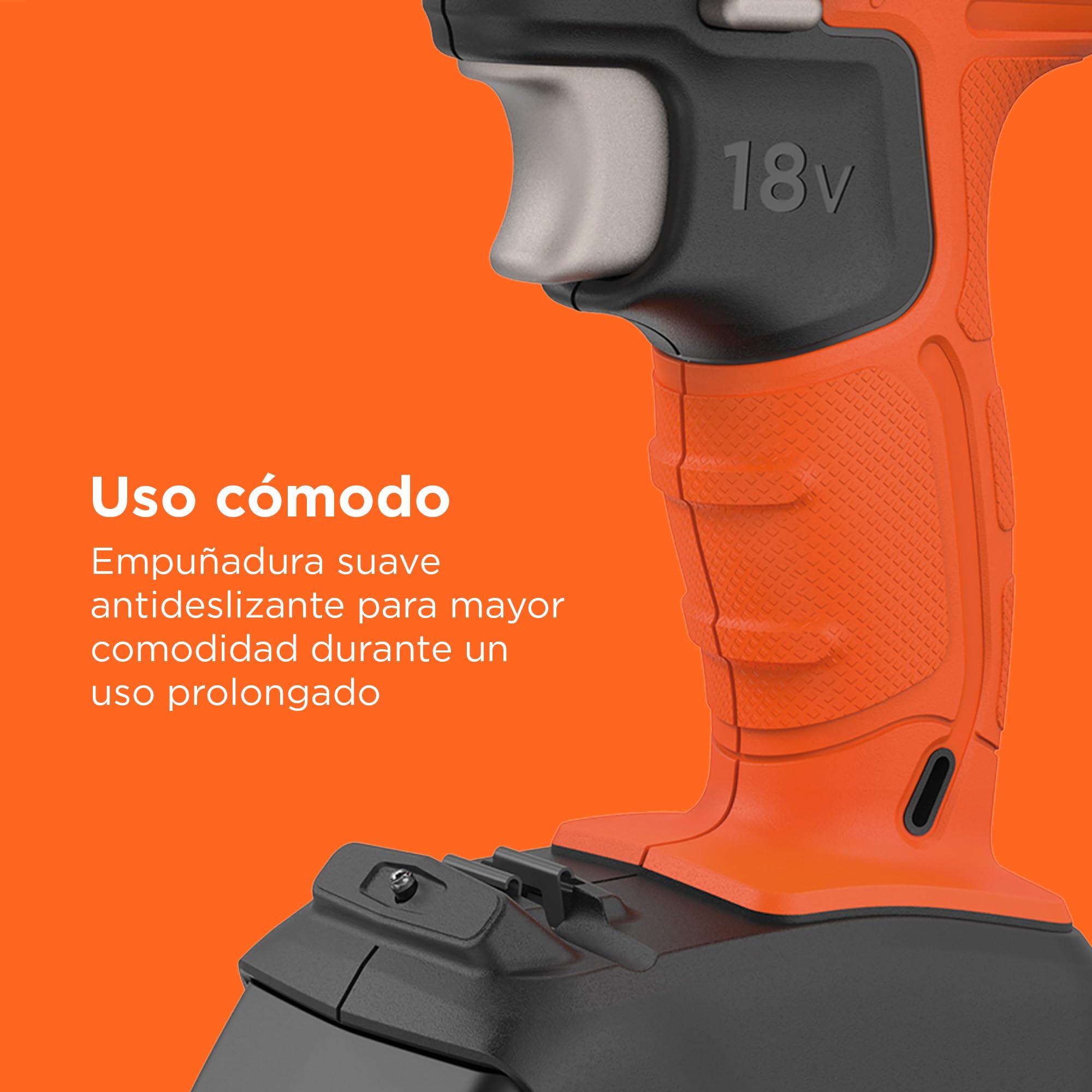 BLACK+DECKER Taladro percutor inalámbrico de 18V y 2 velocidades con dos baterías de 1,5Ah y cargador de 400mA, par de 45Nm, luz de trabajo LED y maletín, BCD003C2K-QW