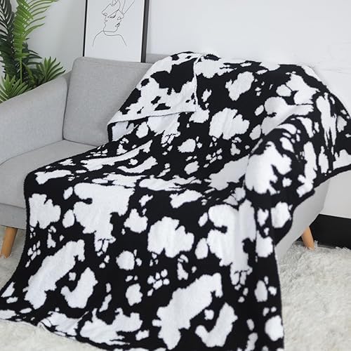 Viviland Manta  Manta mullida de cuadrícula de ajedrez, tejida suave y acogedora manta de microfibra cálida para sofá, cama, viajes a casa (vaca