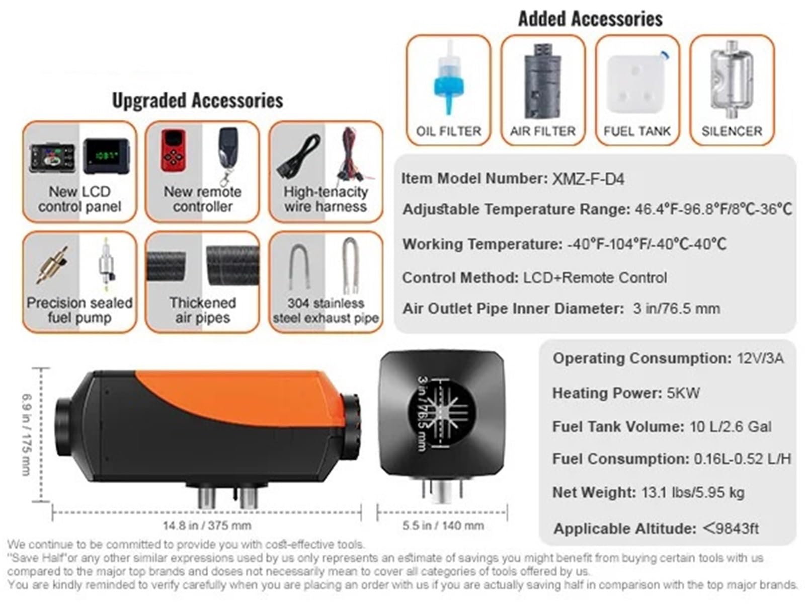 Diesel Heater Ogrzewacz Samochodowy 5 KW, 12 V, Nagrzewnica Powietrza Na Olej Napędowy Z Pilotem I Wyświetlaczem LCD, Niskoszumowy Podgrzewacz Postojowy Na Olej nagrzewnica powietrza