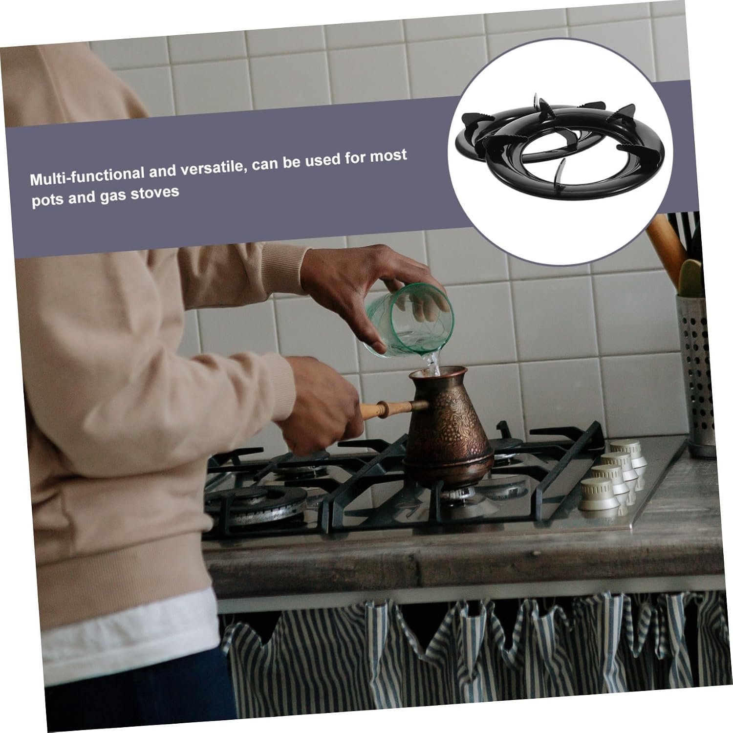 Yardwe Spoon Holder Replacement Parts Wok Support Ring 2pcs Wok Rack Cast Iron Wok Support Ring Gas Stove Trivets Cooktop Range Pan Stand Bracket Kitchen Tool for Home Wok Burner Ring Grill Set