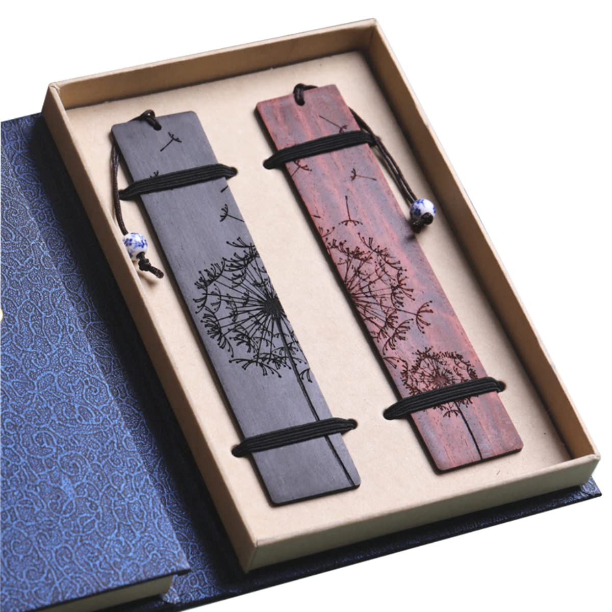 Marcapaginas Madera, Senteen 2 Pcs Marcapáginas de Madera Hecho a Mano con Caja de Regalo Marcador único para Estudiantes Profesores Hombres y Mujeres
