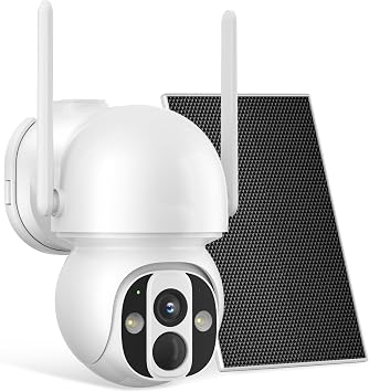Solar Security Camera Outdoor Wireless WiFi Pro, 4MP Color Night Vision, AI/PIR Motion Detection, 360 PT, 2-Way Audio, IP66, 2.4/5GHz, SD/Cloud Storage, Compatible with Alexa, Mobile App & HomeBase