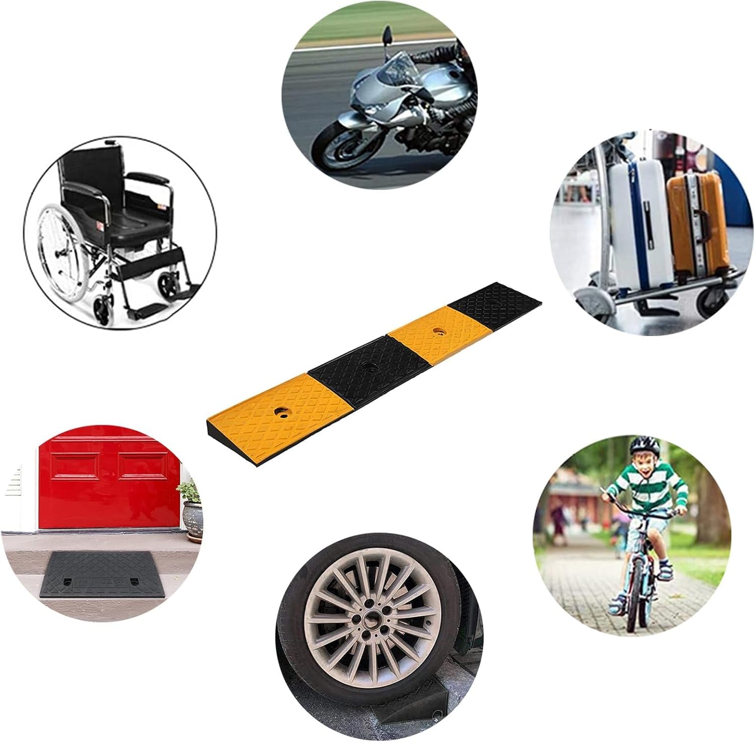 Gumowa rampa krawężnikowa, rampa dla pojazdów, chodnik doku załadunkowego, rampa krawężnikowa dla samochodów, skuterów, rowerów i motocykli(100 * 15 * 3CM/39.3 * 6 * 1.1in)