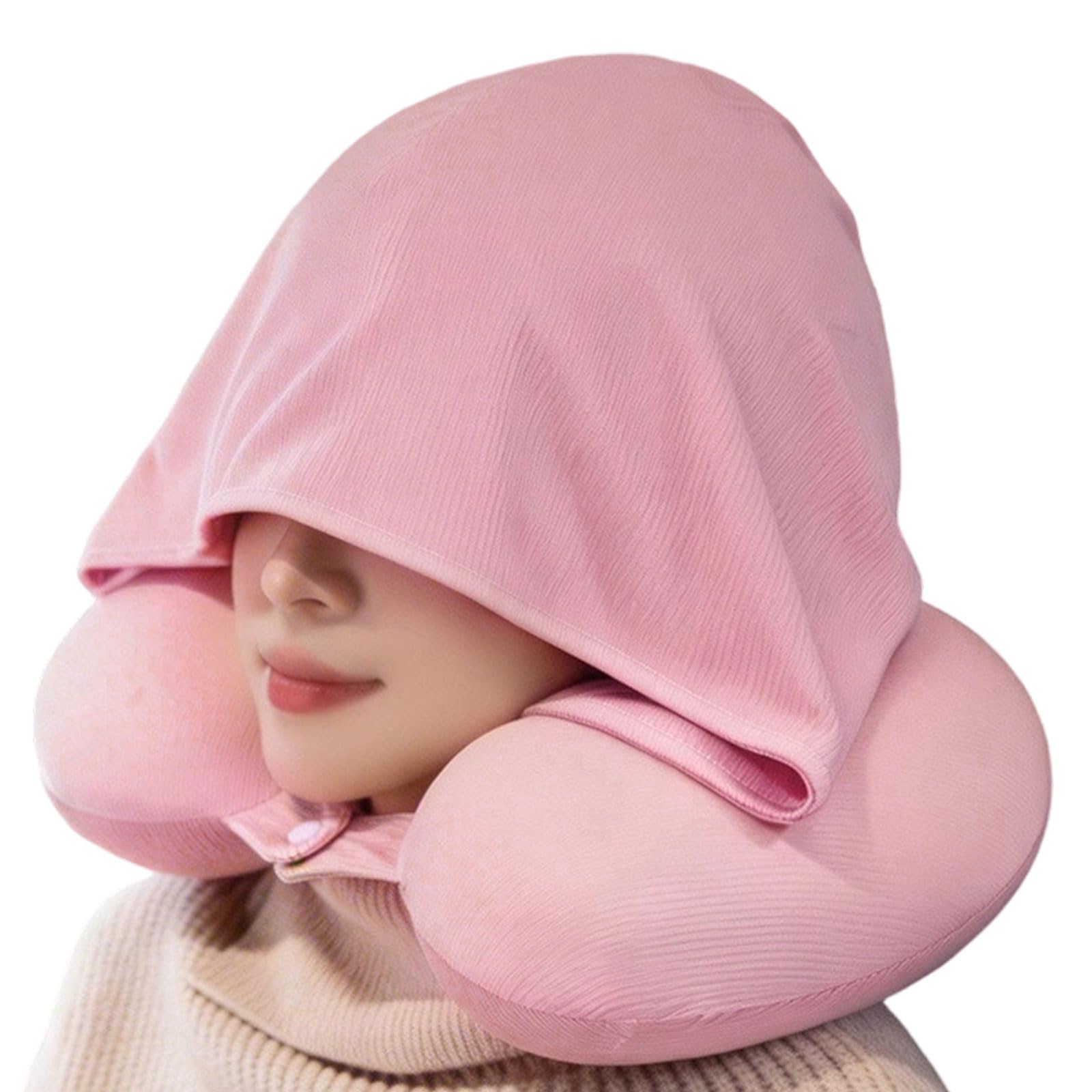 Buxuaaaa Cooling U Shape Travel Neck Rest Pillow Pillow with Washable Ice Silk Cover Accent Removable Hooded