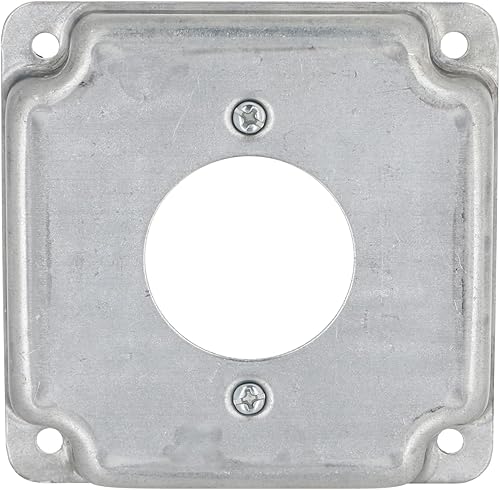 Vista 61 de Hubbell-Raco 902C 1 receptáculo dúplex de 4 pulgadas, cubierta cuadrada de trabajo expuesta, color plateado