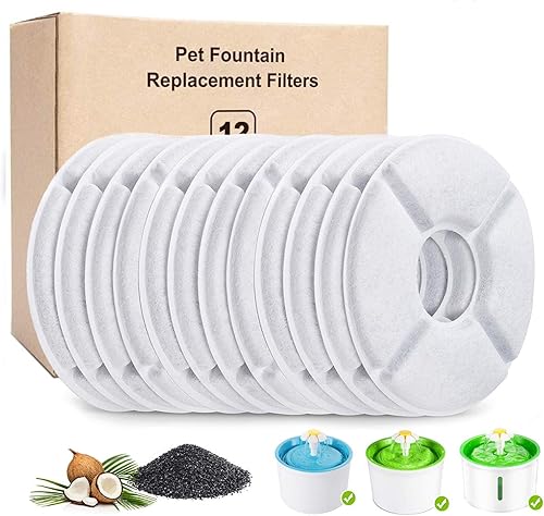 Paquete de 12 filtros de fuente de gato, filtros de repuesto para fuente de agua de 84 oz/2.5 L