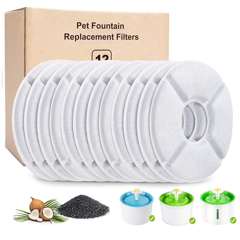 Filtros para Fonte de Água para Gatos PK.ZTopia, Compatíveis com Fonte Redonda de 2,5 L, Pacote com 12