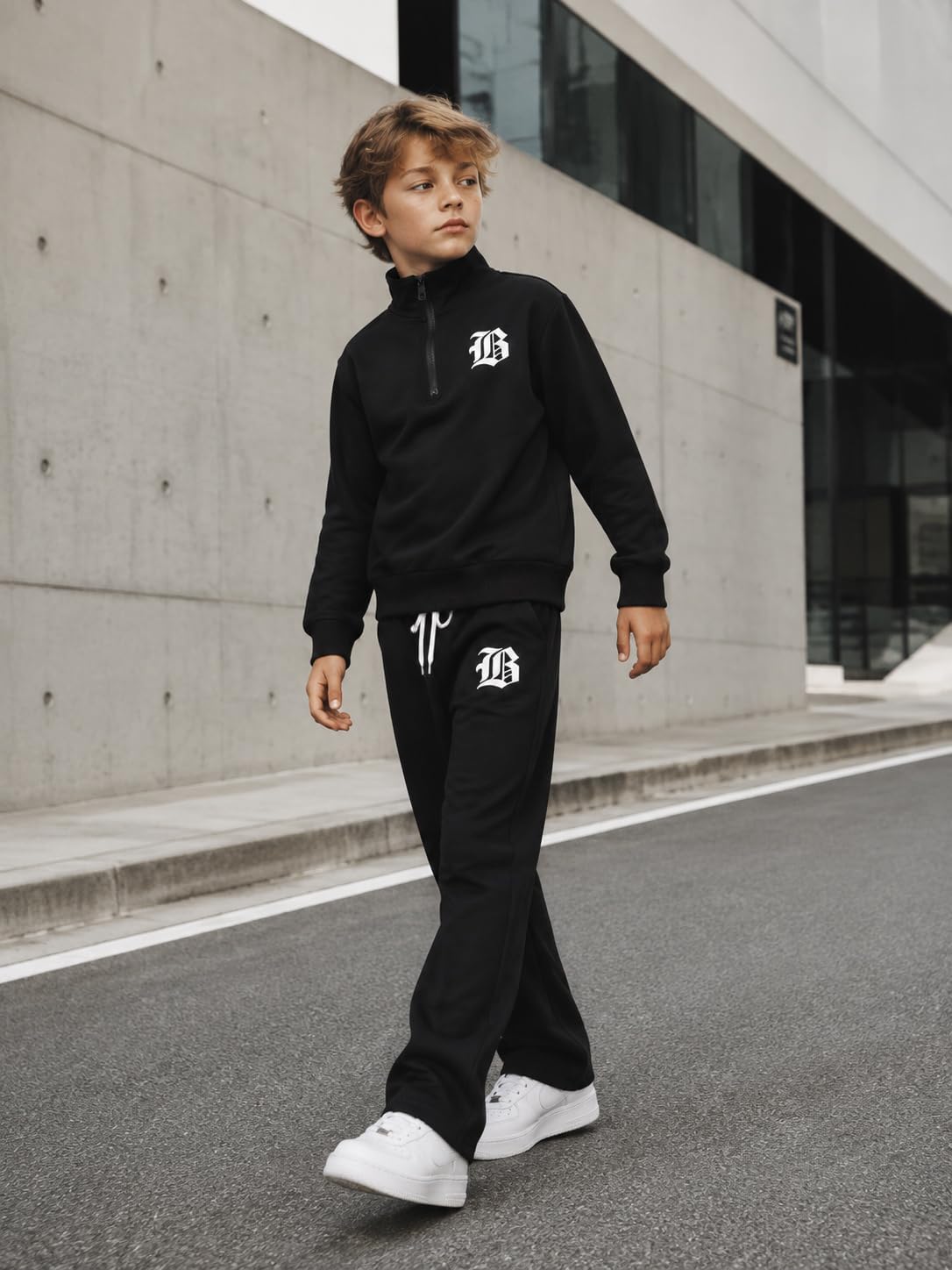 Boy Clothes 2-Piece Stand Collar Sweatshirt & Pants Fall Winter Clothing Set Size 7-14 Years