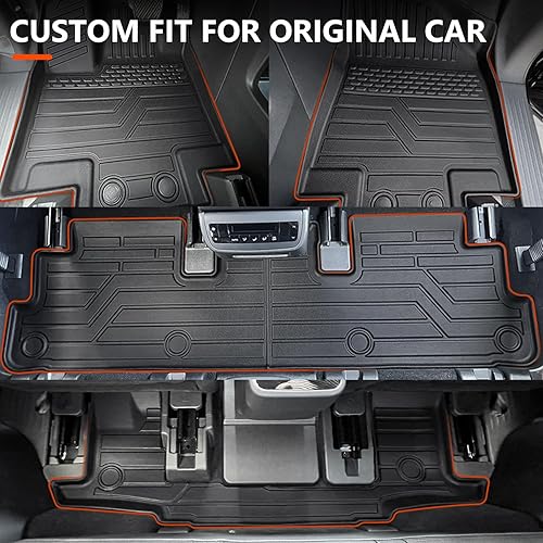 Miniatura 2 de powoq Alfombrilla de suelo compatible con Nissan Pathfinder 2022 2023 2024 con alfombrilla de respaldo, forro de carga de tercera fila de repuesto