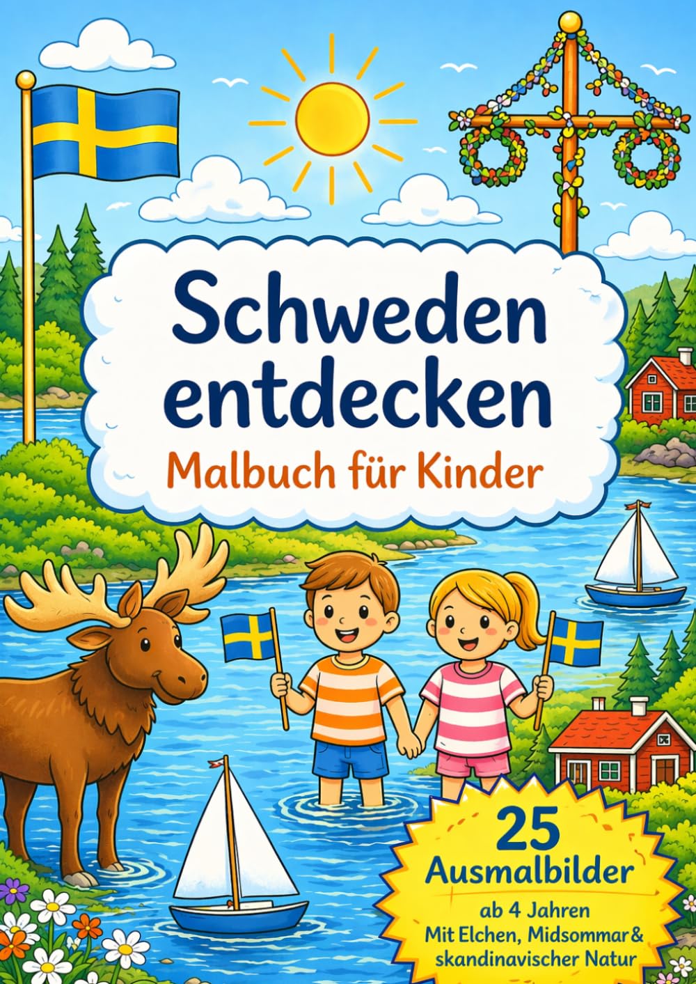 Schweden entdecken: Malbuch für Kinder