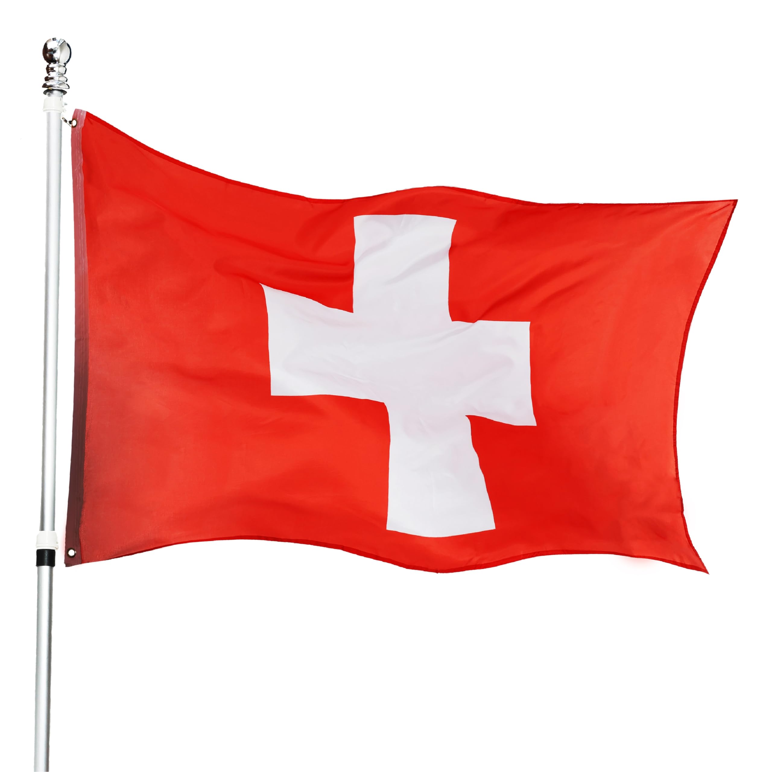 Switzerland Flag Fancy Dress Decoration x3 - Swiss Large Flag with Grommets Approx 5 Ft x 3 Ft - Football, Rugby - Sporting Events, Street Parties, Festivals and Celebrations