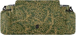 Kigai Universal Baby Stroller Organizer, Yellow Floral Pattern Detachable Stroller Caddy Accessories Bag with Insulated Cup Holder and Adjustable Straps for Diaper, Phone, Toys