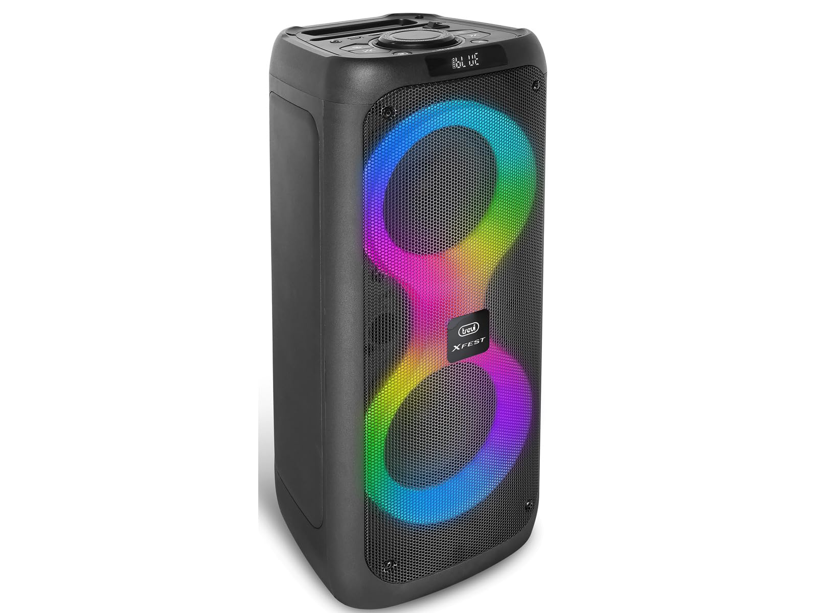 Trevi XFest XF 480 KB Altavoz Amplificado 35 W, Caja inalámbrica portátil con micrófono dinámico Incluido para Karaoke, Reproductor MP3 USB/Micro SD Card, AUX IN, entradas de micrófono, Pantalla LED