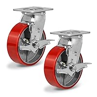 Vista 26 de Ruedas giratorias resistentes de 6 pulgadas, ruedas industriales de poliuretano, juego de 4 con capacidad de carga de 4800 libras