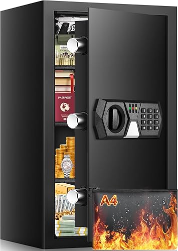 Caja fuerte ignífuga para documentos del hogar, caja de seguridad impermeable ignífuga, caja fuerte de seguridad contra incendios con teclas de