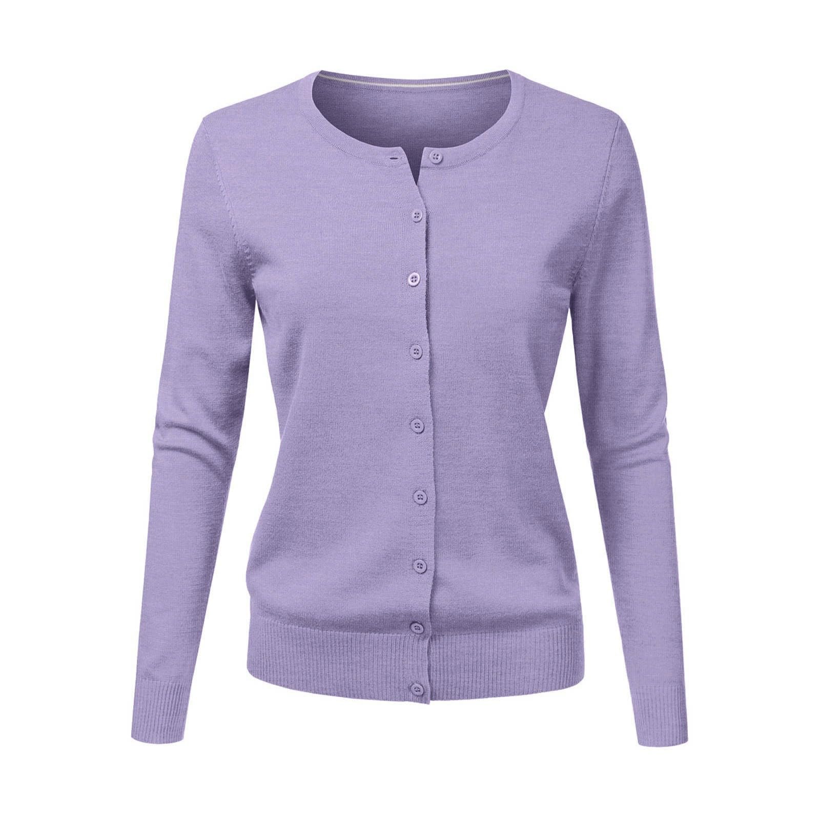 Generisch Chaqueta de punto para mujer, de verano, corta, elegante, con botones, informal, cómoda, suave, monocolor, cuello en U, abrigo de punto, informal, manga larga, suéter de punto