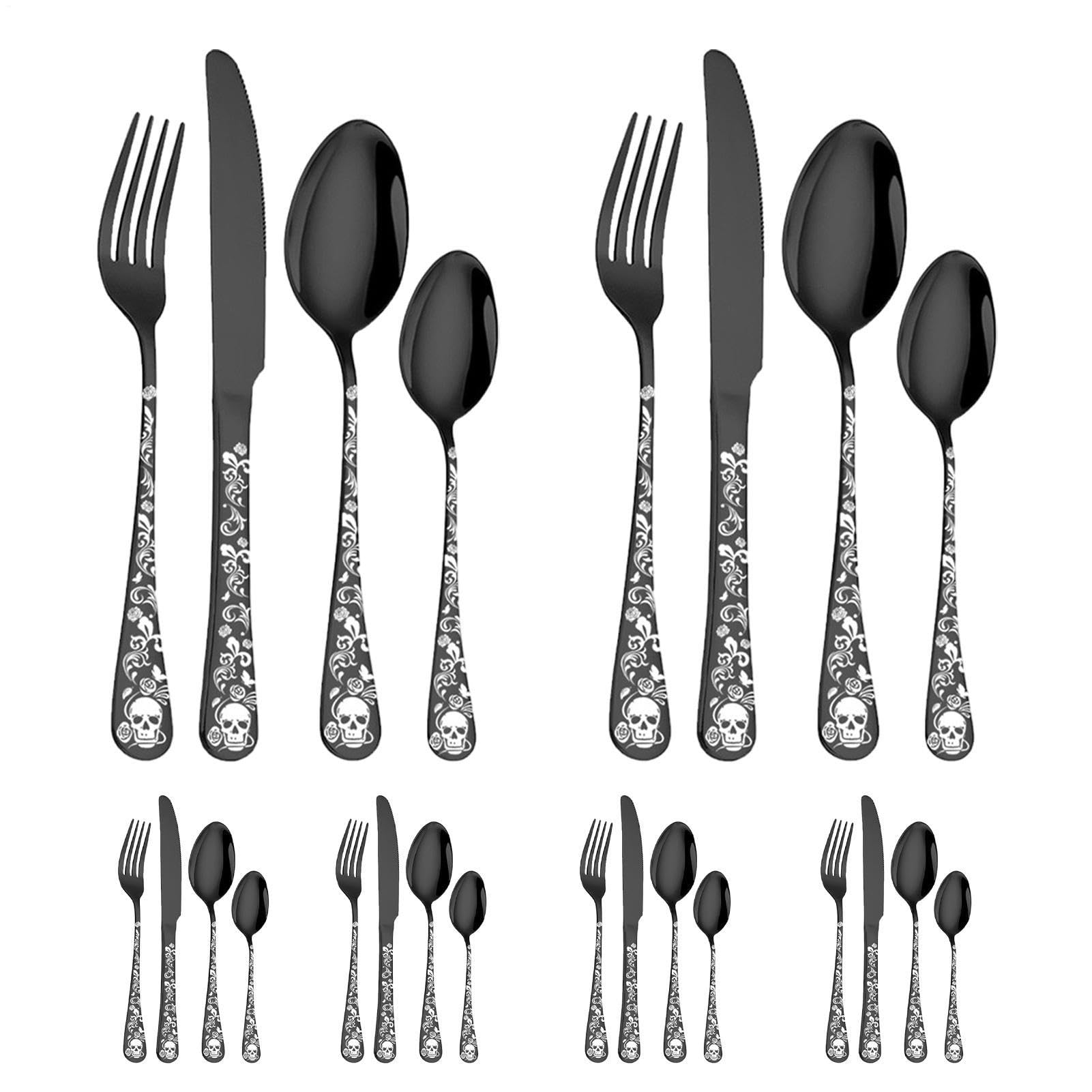 Besteckset aus Edelstahl, Besteckset aus Edelstahl 24-teiliges Besteck mit | Tragbare Küchengabeln und -löffel, Besteck für das Essen in der heimischen Küche, beim Camping