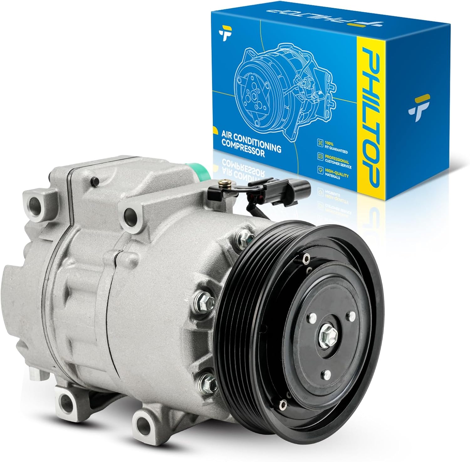 PHILTOP 198377 AC Compressor with Clutch Fit for Hyundai Santa Fe Sport 2013-2018, Sorento 2012-2014 2.4L, Air Conditioning Compressor