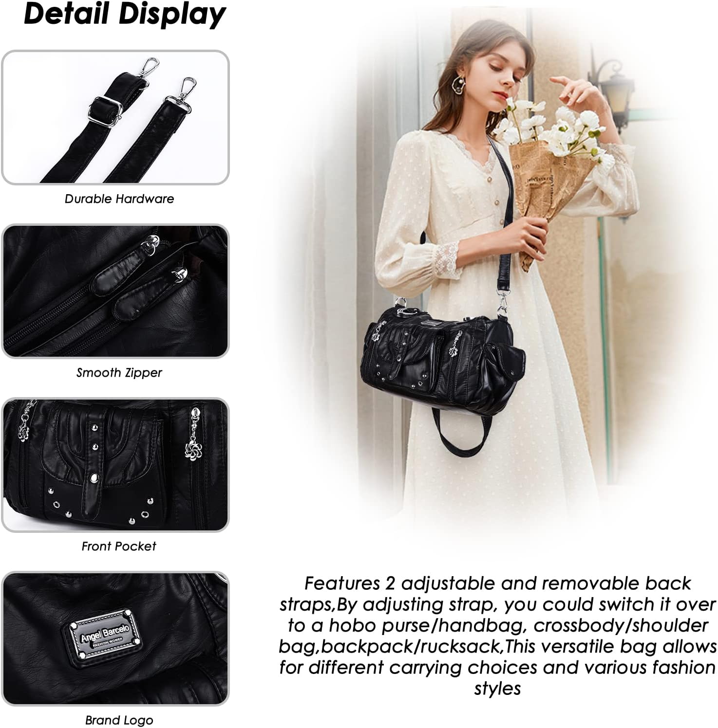 Angel Barcelo Hobo Bag for Women Crossbody Purse and Handbags Shoulder Bags - Image 5