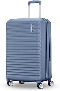 American Tourister Stratum 3.0 Medium 24-Inch Spinner, Airline Approved, Durable Hardside Luggage, Expands 1.5", RightHeight™ Adjustable Handle, Elemental Blue