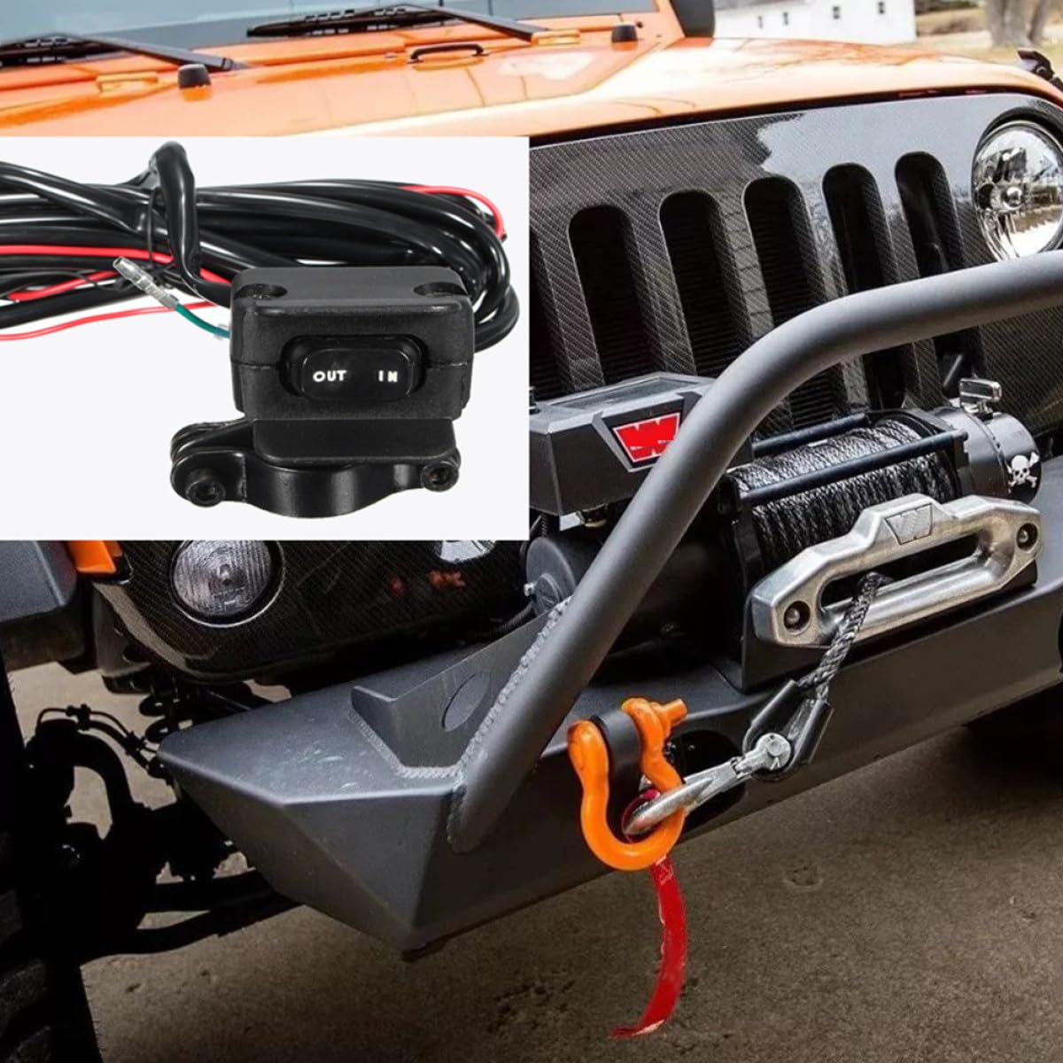 ibasenice Interruttore Verricello Elettrico per Fuoristrada Cavo da 3 Metri, Materiale Abs e Metallo, Leggero e Facile da Trasportare per Modifica Veicoli Off-road