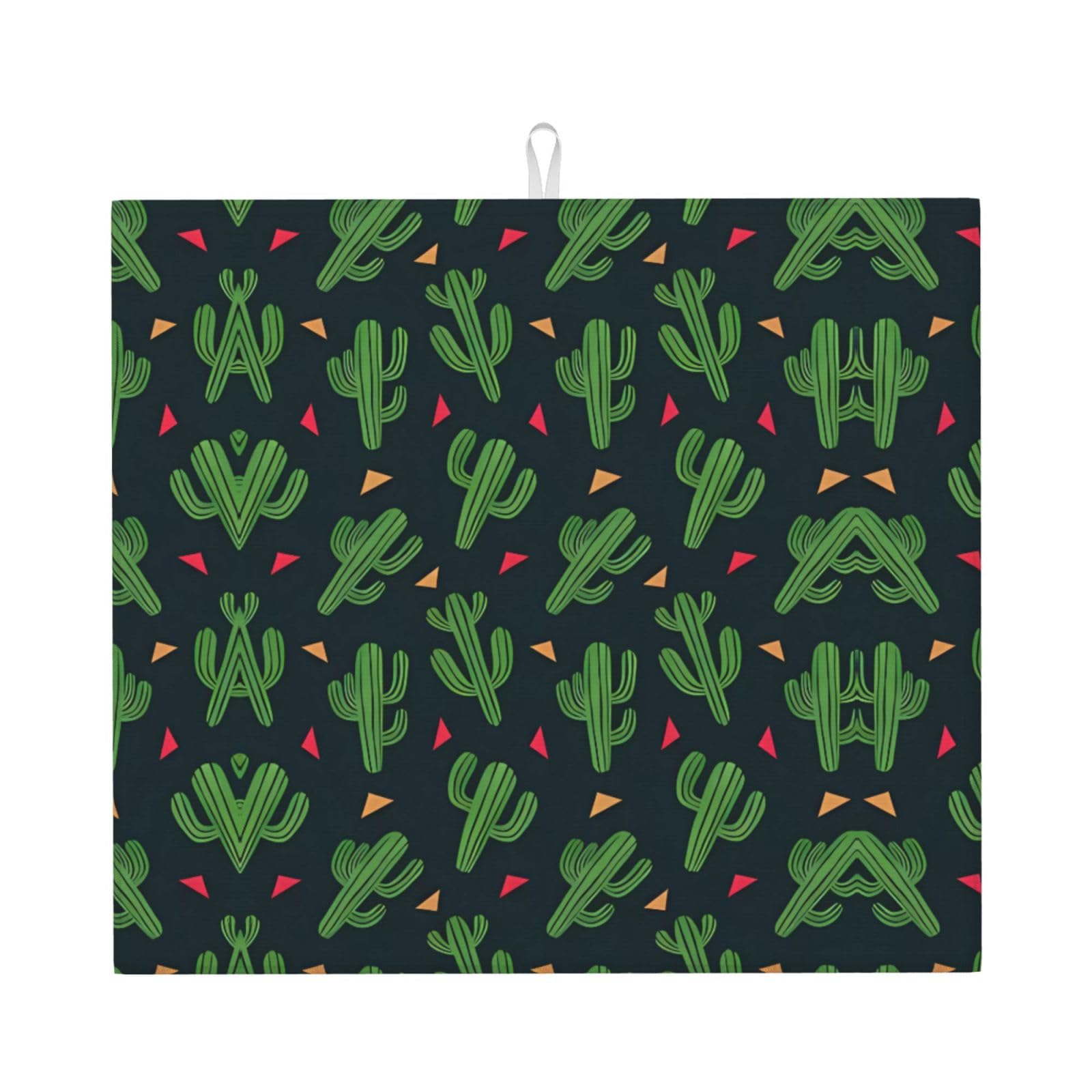 YYHHAOFA Cactus Art Prints Kitchen Drying Mat – Highly Absorbent Microfiber Throw, Non-Slip Counter Cover for Dishes, Fade-Resistant Print & Appliance Protection