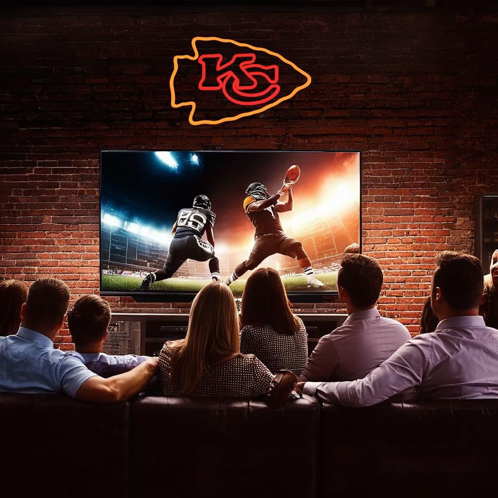 Football Rugby Sports Team Neon Sign Suitable for Chiefs KC Logo Neon Sign for Wall Decor USB Powered Dimmable Led Light Up Signs for Bedroom Men Cave Home Bar Decor Xmas Gifts for Kids - Image 6