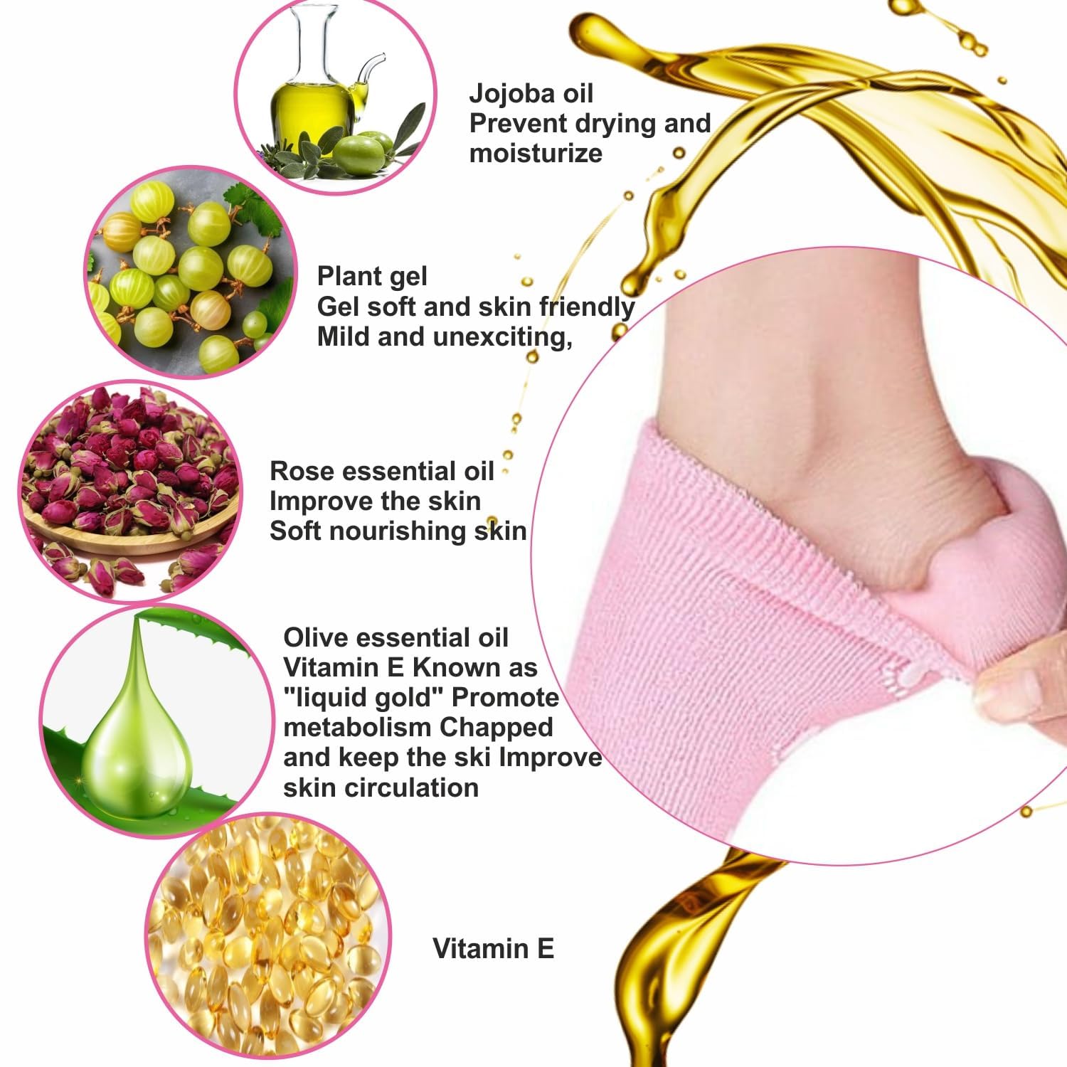 THE PURE NEST Silicone Socks for Women, Crack Heel Repair, Spa Gel Socks for Women, Men Foot Hydration Socks Vitamin E-Multicolour 1 Pair 2
