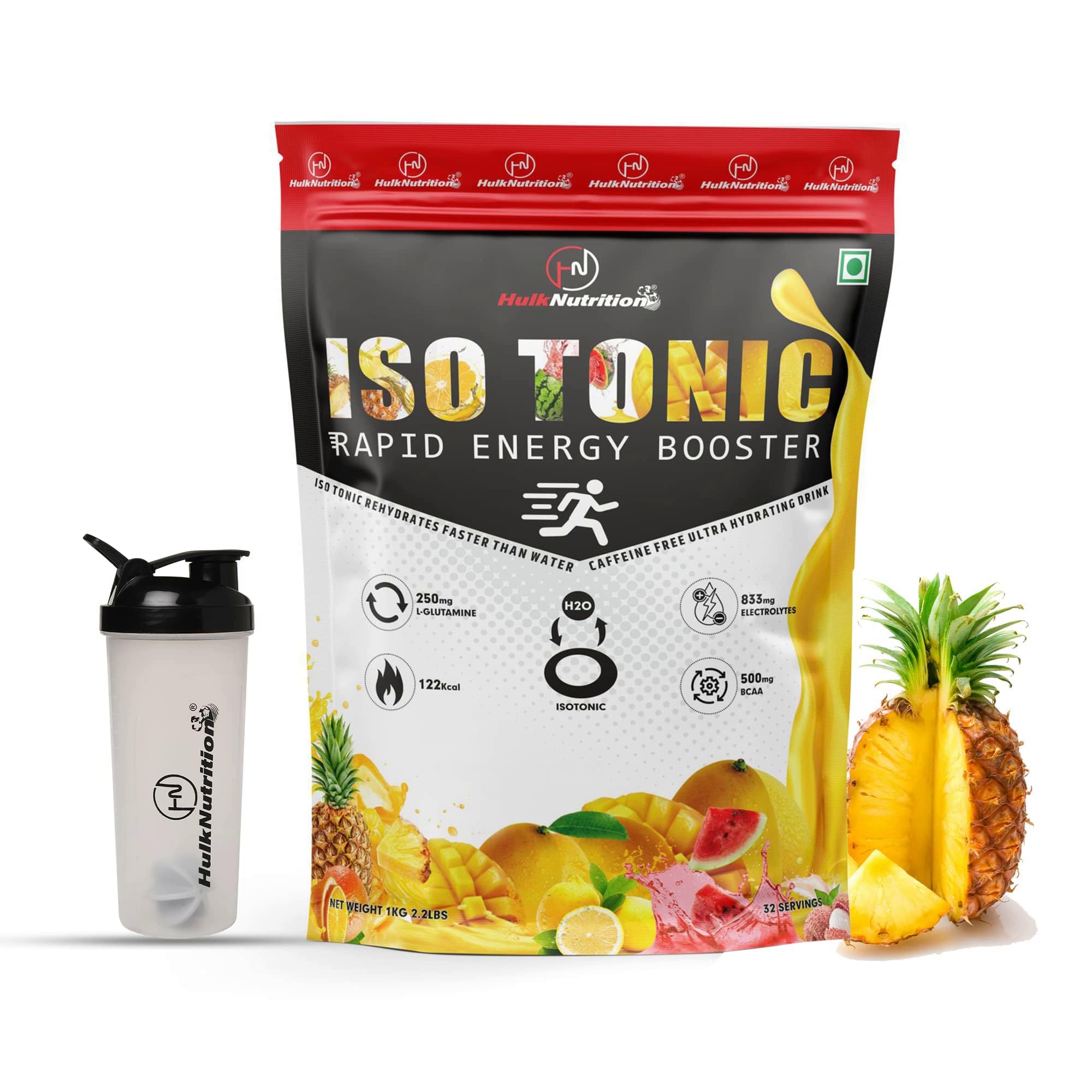 Hulk Nutrition Electrolytes Powder - Isotonic Drink Mix for Energy Boost & Recovery - Hydration Powder to Boost Endurance & Reduce Fatigue with Electrolyte Supplement | Electrolytes Powder [1Kg, Pineapple, 32 Servings] Free Shaker (B0BYZ6FHM9) Amazon Price History, Amazon Price Tracker