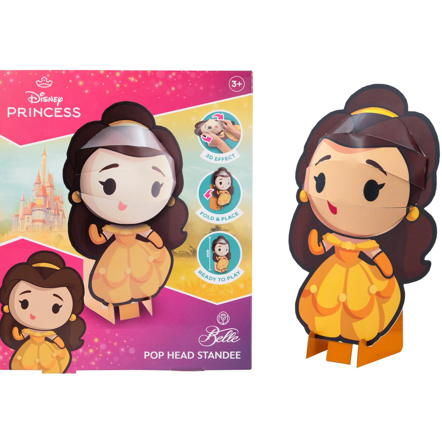 Disney Princess Belle Figure - 3D Pop Head 30 cm - Beauty and The Beast - Collectible Figure - Toy Gift Idea (DPB24336)
