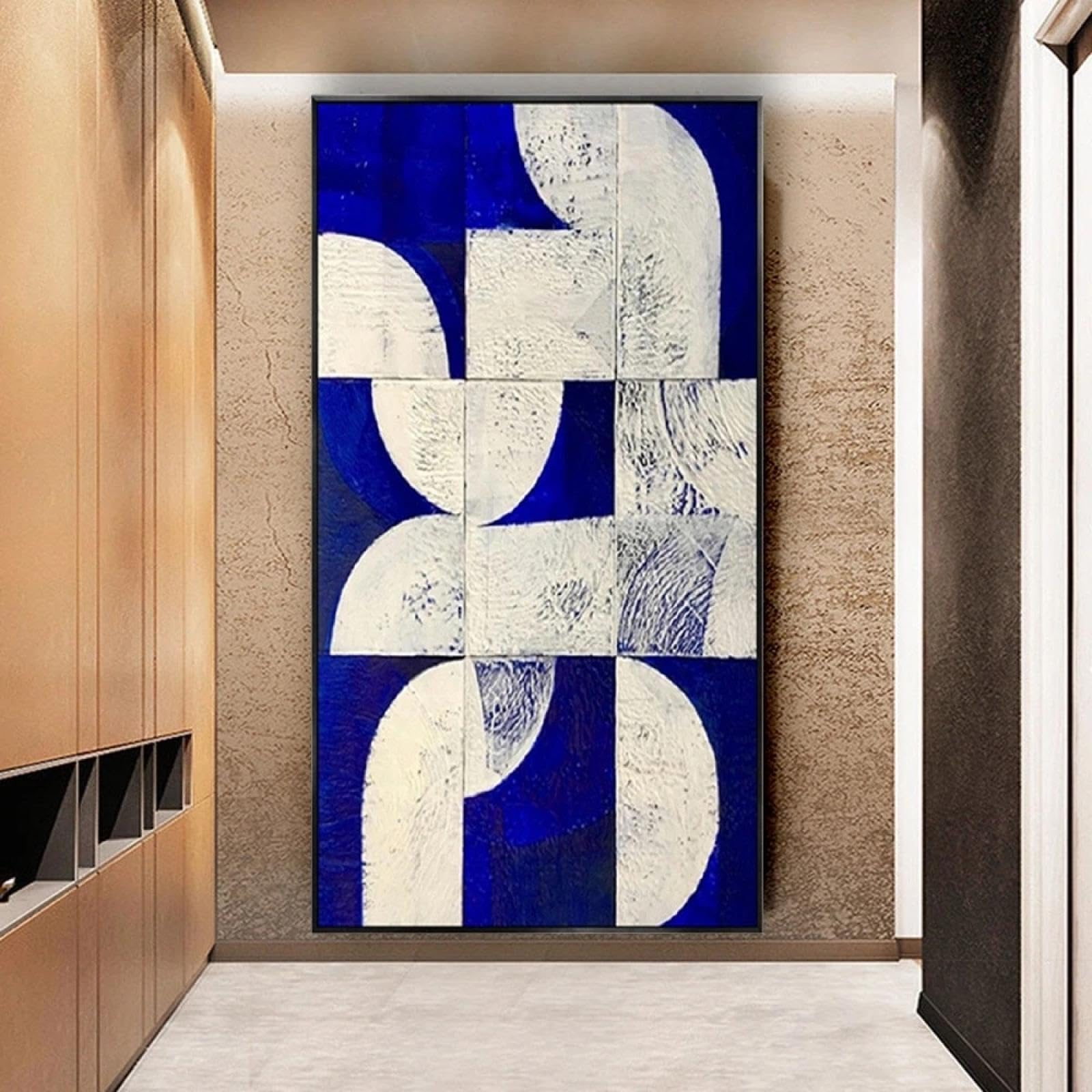 BMGKYAGL Modne plakaty niebieski kontur Canavs obraz sztuka obraz olejny na panelu farba murale do dekoracji domu ściana 50x100 cm ramka