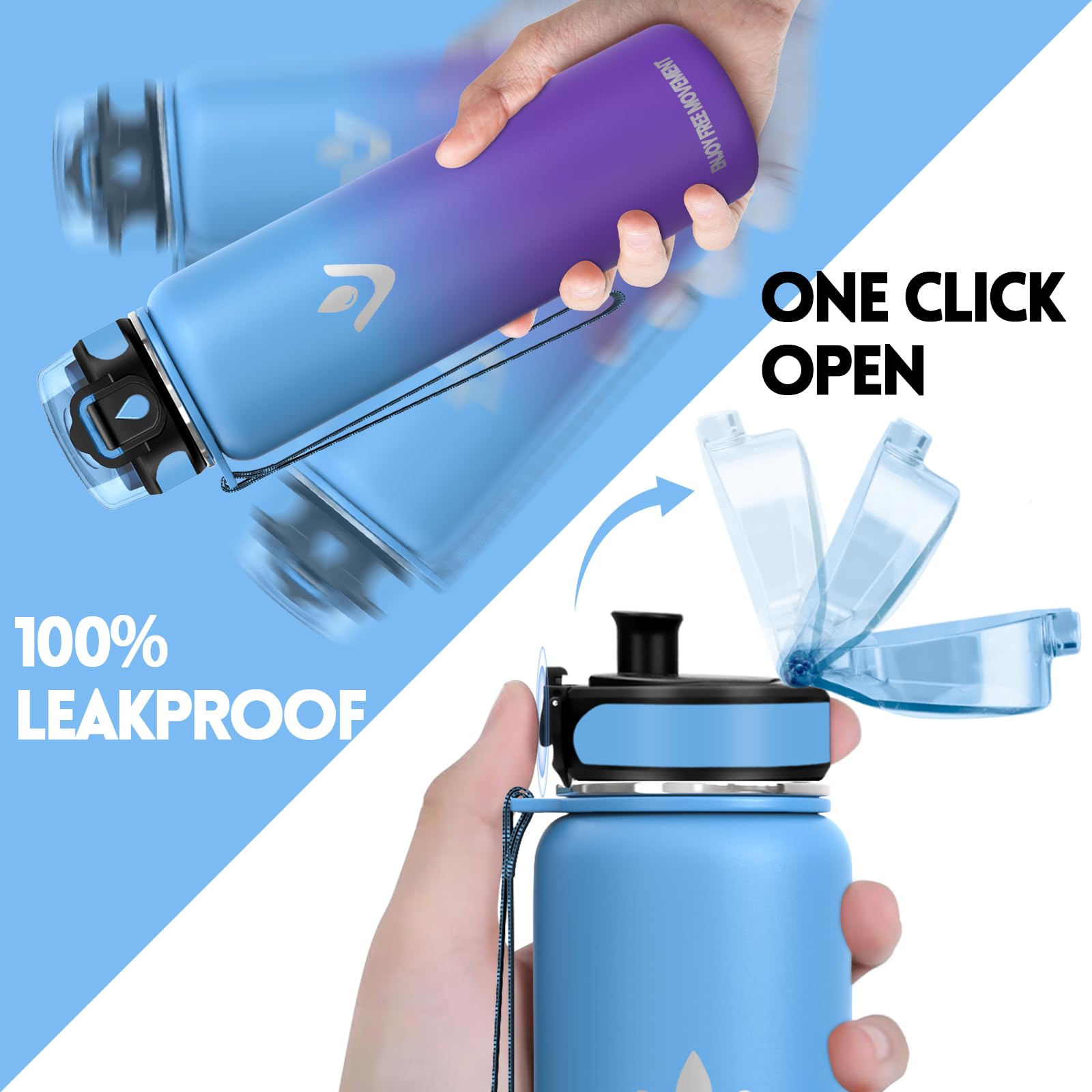 Borraccia Termica, 1L Senza BPA, Bottiglia Termica, Isolamento a Doppia Parete, Borraccia Acciaio, Borracce Termiche, Acciaio Inossidabile 18/8, Borraccia Acciaio Inox per Escursionismo, Corsa, Yoga