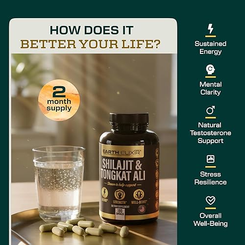 Miniatura 3 de Shilajit y Tongkat Ali para hombres y mujeres - Cápsulas puras de Shilajit con ácido fúlvico de alta potencia y minerales traza - Shilajit para