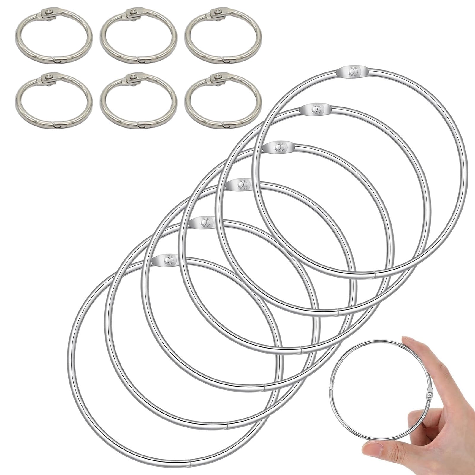 Binder Rings, 6-Pack 10cm Metal Rings, 6-Pack 1.5cm Rings, for Documents,Sunshade for car Windows