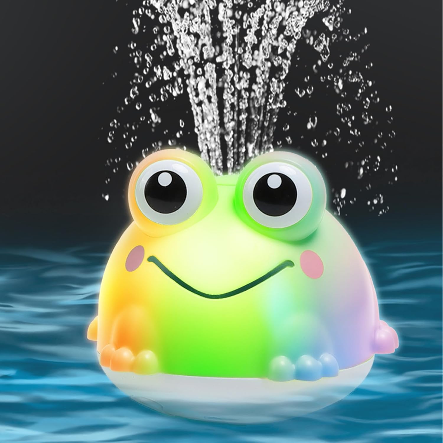 Light Up Bath Toys for Babies 6-12 Months,Rechargeable Frog Baby Bath Toy Sprinkler Bathtub Water Pool Toys for Kids Ages 1-3 Water Bathtub Fountain Toys,Infant Toddlers Boys Girls Birthday Gifts