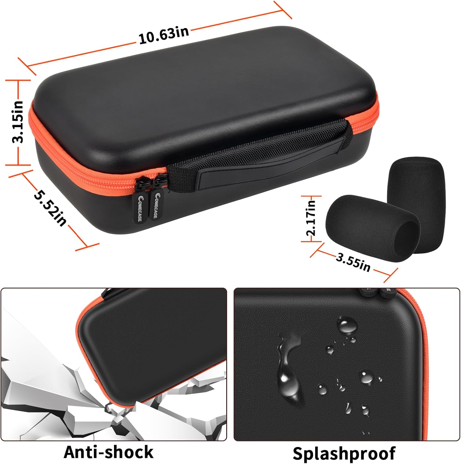 Wireless Microphone Case for JBL PartyBox & Two Mic System, Shockproof Karaoke Microphones Travel Storage Box with Mic Foam Cover, Holds 2 Mics, Receivers, Adapters, AA Batteries, Charger – Black - Image 6