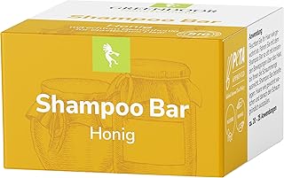 GREENDOOR Shampoo Bar Honig 75g, festes mildes Haarshampoo ohne Palmöl/Silikone/Sulfate, Naturkosmetik mit Bio Sheabutter/Aloe Vera, natürliche Haarpflege für trockenes Haar für Damen und Herren