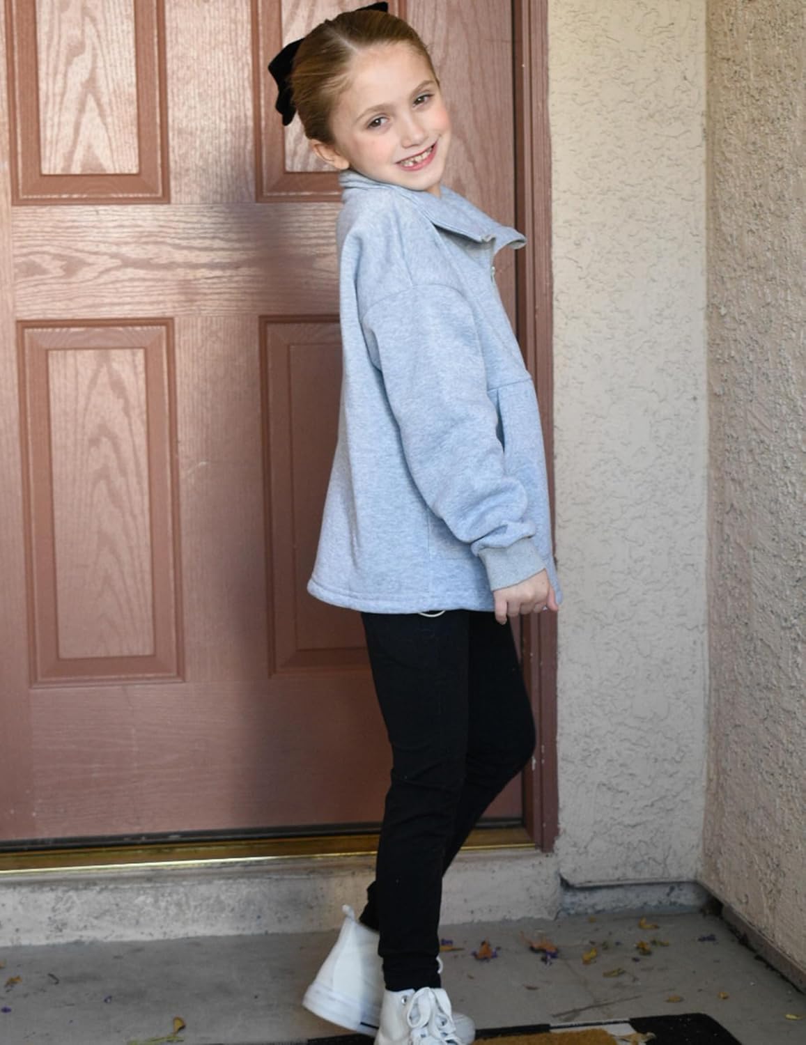 Arshiner Girls Half Zip Sweatshirt with Drawstring Hem Fleece Quarter Zip Pullover Sweatshirts Fall Clothes for Teen Girl - Image 4