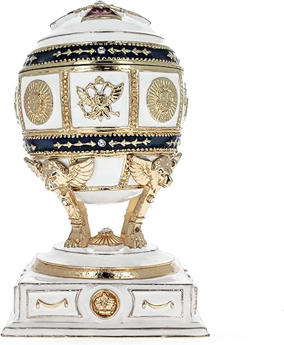 BestPysanky Cruz Roja sobre esmalte blanco Royal Inspired Imperial Huevo de Pascua