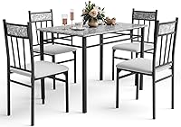Vista 9 de NAFORT Juego de mesa de comedor para 4, mesa rectangular de vidrio templado de 48.5 pulgadas con 4 sillas de comedor de piel sintética negra, mesas
