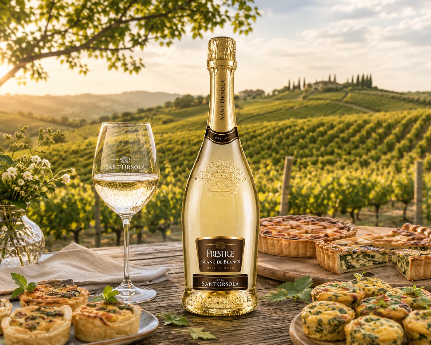 Sant'Orsola Spumante Cuvee Blanc de Blanc Brut Prestige Sec Vin Petillant Italien Set de 6 Bouteilles x 75 cl 4.5 L 1 Unité (l'emballage peut varier)
