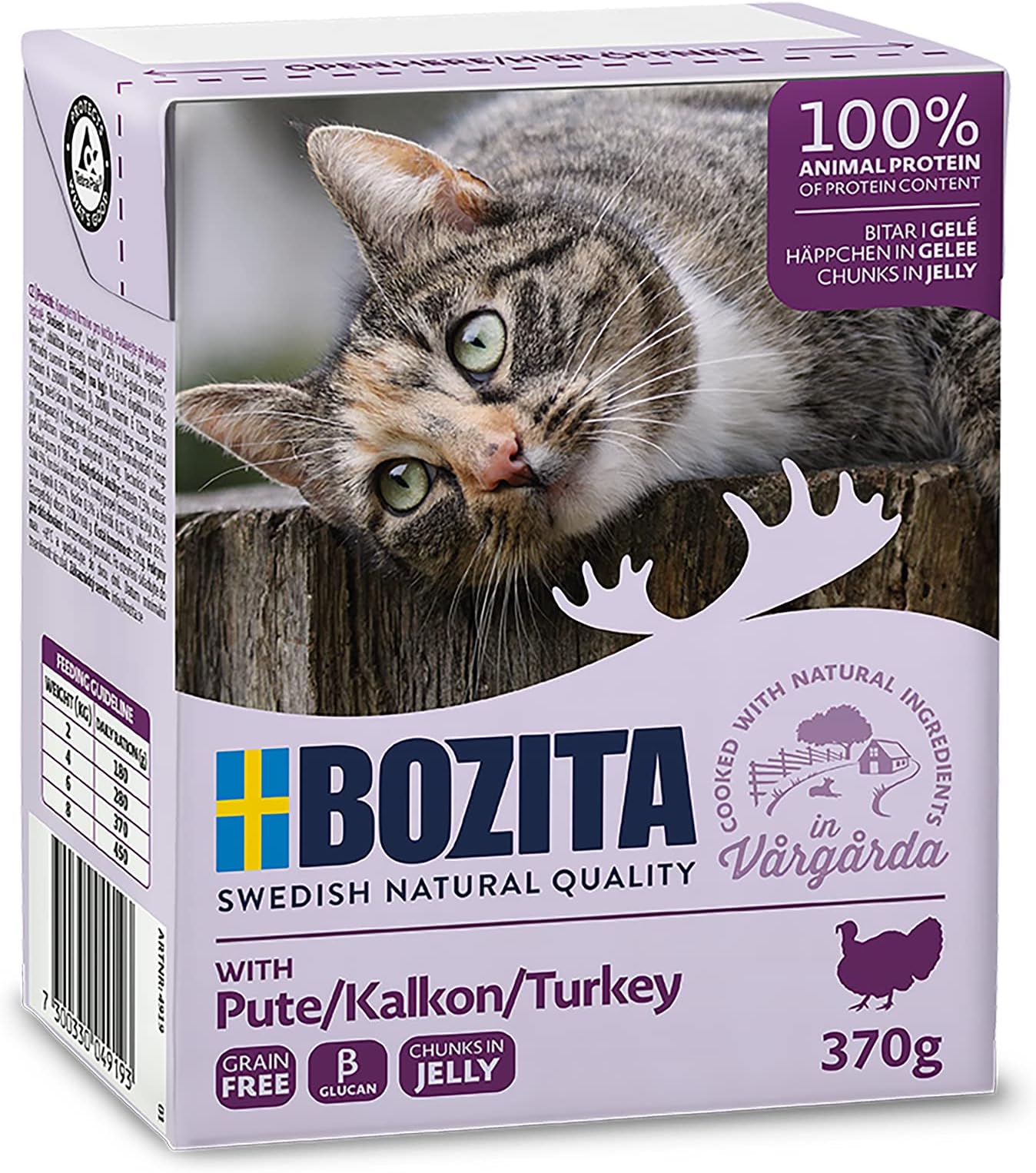 Bozita Appetizers in Jelly Wet Food with Turkey in Tetra Recart 16 x 370 g - Grain-Free - Sustainably Produced Cat Food for Adult Cats - Complete Food