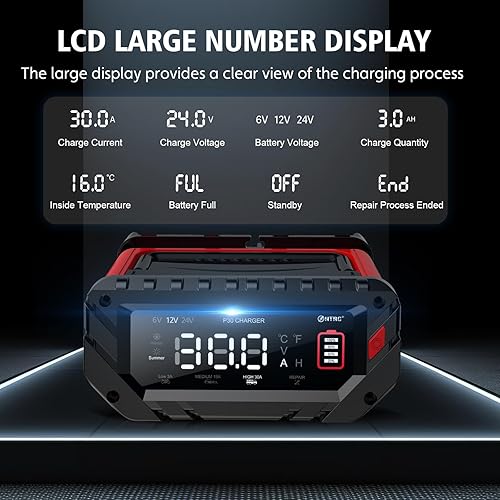 Miniatura 7 de Cargador de batería de 30 amperios, cargador inteligente de goteo 6V12V24V, cargador de batería de coche, litio, Lifepo4, plomo ácido (AGMGelSLA...)