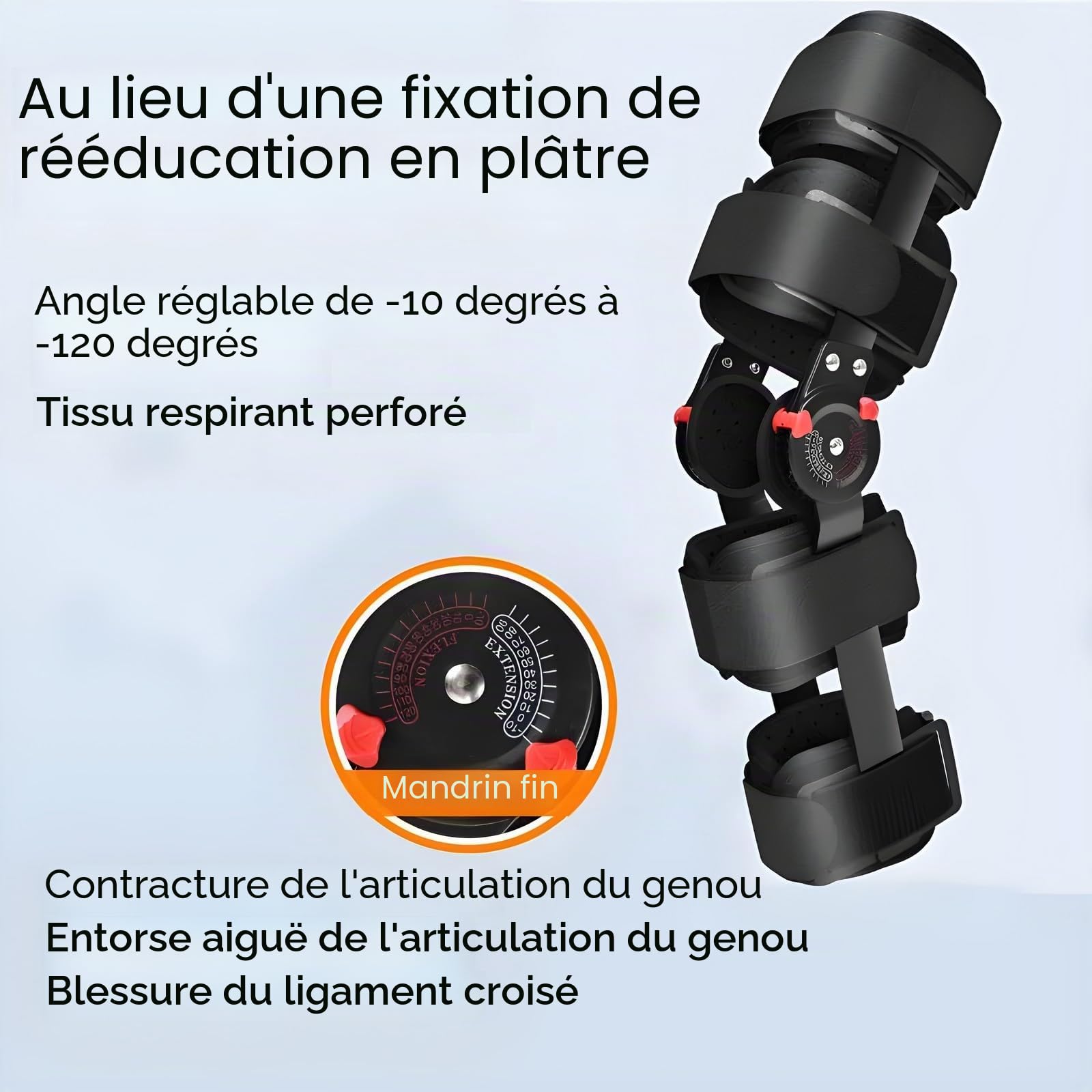 Orthèse de Genou,Support orthopédique réglable à charnière pour genouillère, Protection Post-opératoire pour genouillère, orthèse osseuse et ligamentaire,Left Side