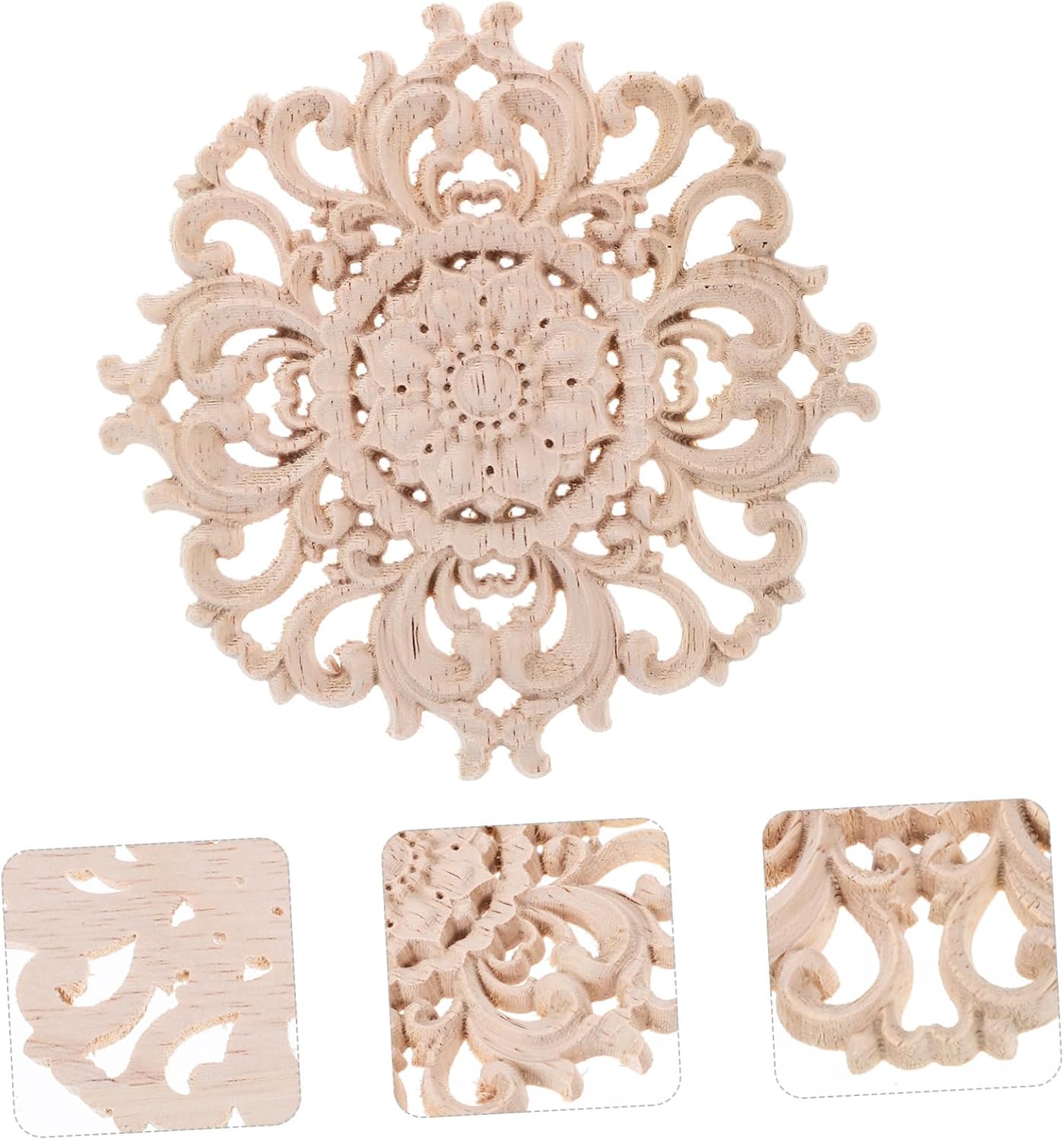 ARTIBETTER 4pcs Wooden Carved Onlays Lightweight Applique Decor for Furniture Doors and Cabinets Sturdy Material Elegant Design for Home Decoration